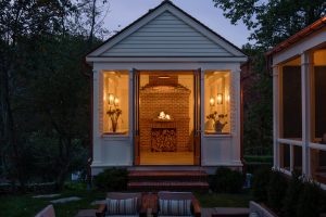 outdoor kitchen entrance hudson valley night